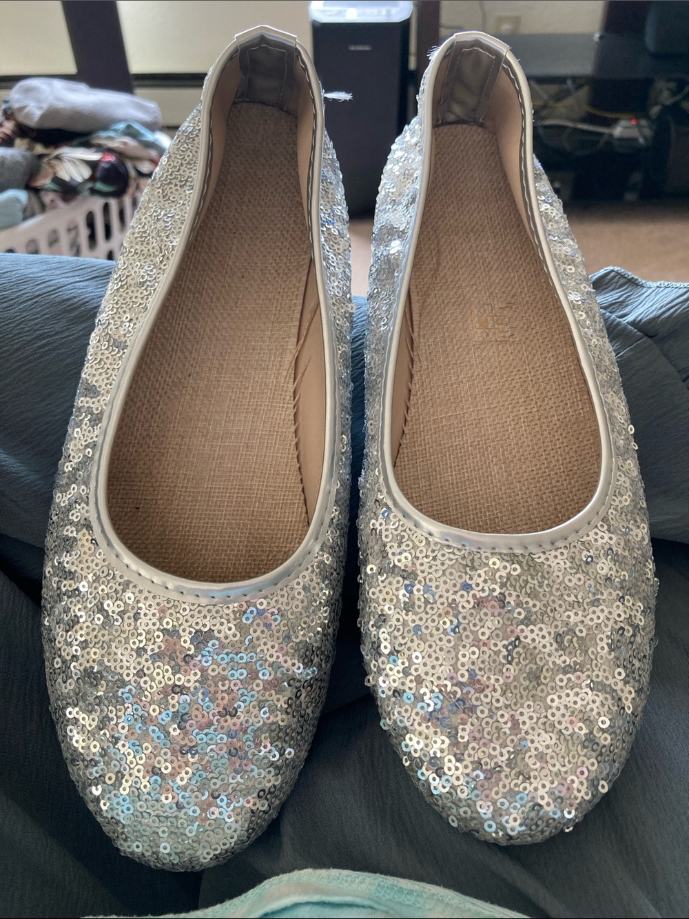 Sequin Ballet Flats - Silver